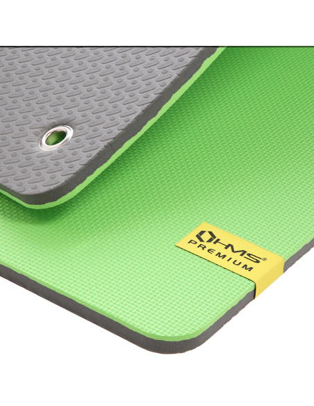 GRÜN-SCHWARZ FITNESSMATTE MIT ÖSEN 14060 CM EVA 15 MM HMS PREMIUM