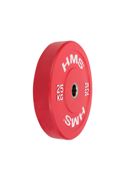 RED OLYMPISCHE HANTELSCHEIBE BUMPER 25 KG HMS