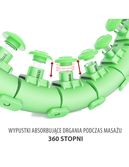 GRÜN HULA-HOOP-REIFEN MIT MASSAGEPUNKTEN UND SCHWERKRAFTBALL HMS