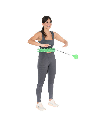 GRÜN HULA-HOOP-REIFEN MIT MASSAGEPUNKTEN UND SCHWERKRAFTBALL HMS