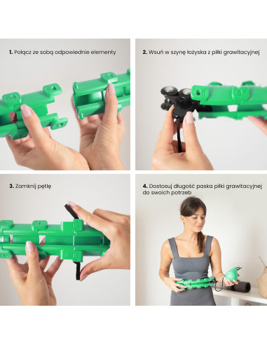 GRÜN HULA-HOOP-REIFEN MIT MASSAGEPUNKTEN UND SCHWERKRAFTBALL HMS