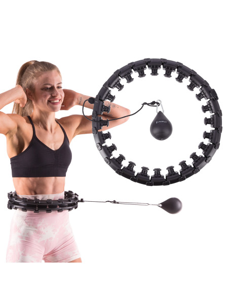 SCHWARZ HULA-HOOP-REIFEN MIT MASSAGEPUNKTEN UND SCHWERKRAFTBALL HMS