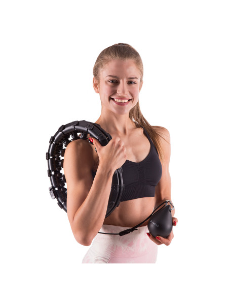 SCHWARZ HULA-HOOP-REIFEN MIT MASSAGEPUNKTEN UND SCHWERKRAFTBALL HMS