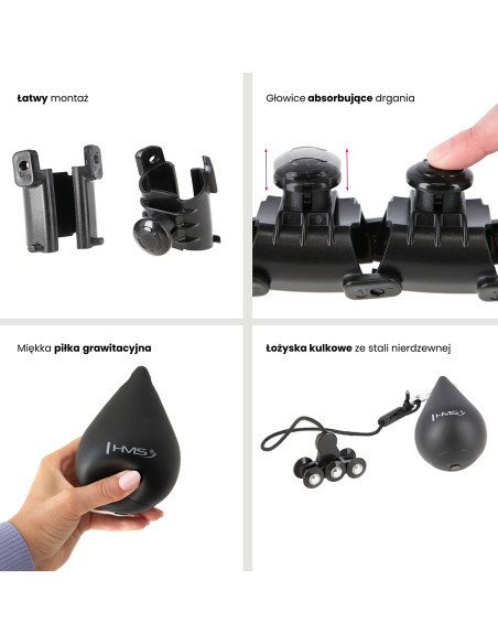 SCHWARZ HULA-HOOP-REIFEN MIT MASSAGEPUNKTEN UND SCHWERKRAFTBALL HMS