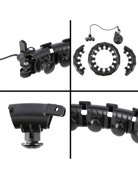 SCHWARZ HULA-HOOP-REIFEN MIT MASSAGEPUNKTEN UND SCHWERKRAFTBALL HMS