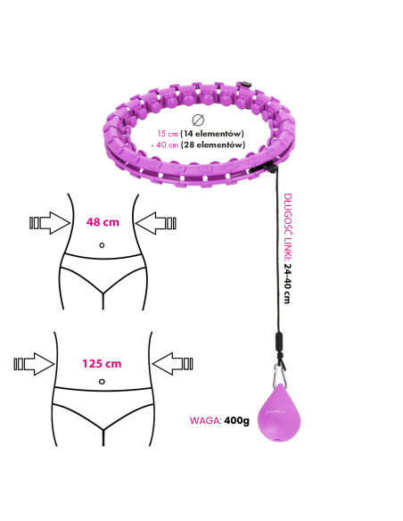 PLUS SIZE VIOLET HULA-HOOP-REIFEN MIT MASSAGEPUNKTEN UND SCHWERKRAFTBALL HMS