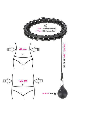 PLUS SIZE BLACK HULA-HOOP-REIFEN MIT MASSAGEPUNKTEN UND SCHWERKRAFTBALL HMS