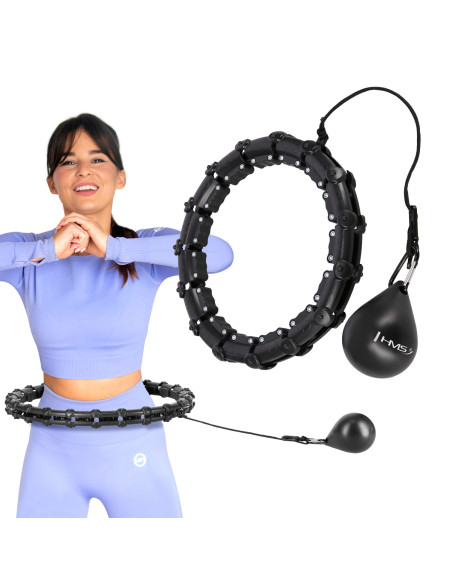 HULA-HOOP-REIFEN BLACK MIT MASSAGEPUNKTEN UND SCHWERKRAFTBALL HMS