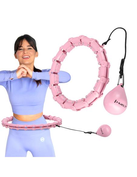 HULA-HOOP-REIFEN LIGHT PINK MIT MASSAGEPUNKTEN UND SCHWERKRAFTBALL HMS