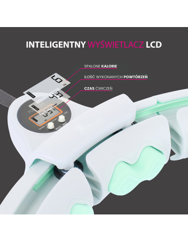 GRÜN HULA-HOOP-REIFEN MIT MASSAGEPUNKTEN UND SCHWERKRAFTBALL + ZÄHLER HMS