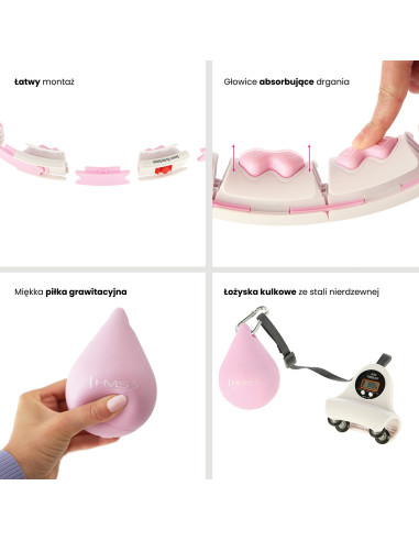 ROSA HULA-HOOP-REIFEN MIT MASSAGEPUNKTEN UND SCHWERKRAFTBALL + ZÄHLER HMS