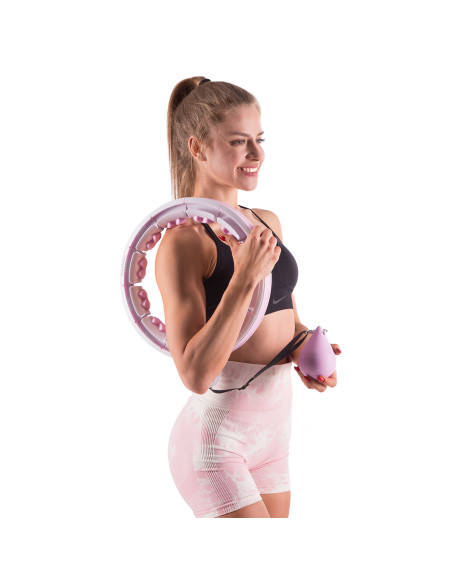 ROSA HULA-HOOP-REIFEN MIT MASSAGEPUNKTEN UND SCHWERKRAFTBALL + ZÄHLER HMS