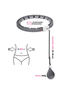 BLACK HULA-HOOP-REIFEN MIT MASSAGEPUNKTEN UND SCHWERKRAFTBALL + ZÄHLER HMS 2