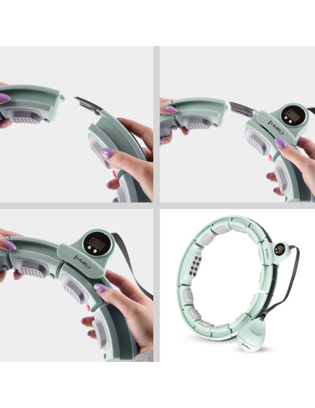 HULA-HOOP-REIFEN GREEN MIT MASSAGEPUNKTEN UND SCHWERKRAFTBALL + ZÄHLER HMS