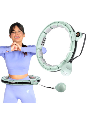 HULA-HOOP-REIFEN GREEN MIT MASSAGEPUNKTEN UND SCHWERKRAFTBALL + ZÄHLER HMS