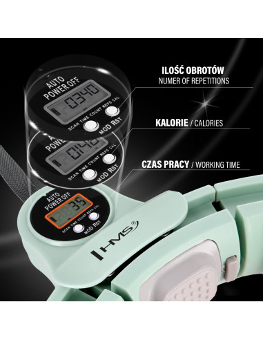 HULA-HOOP-REIFEN GREEN MIT MASSAGEPUNKTEN UND SCHWERKRAFTBALL + ZÄHLER HMS