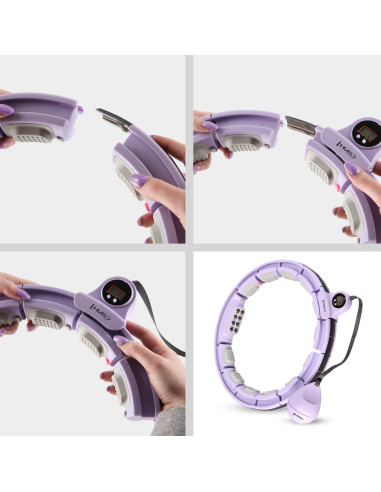 HULA-HOOP-REIFEN VIOLET MIT MASSAGEPUNKTEN UND SCHWERKRAFTBALL + ZÄHLER HMS
