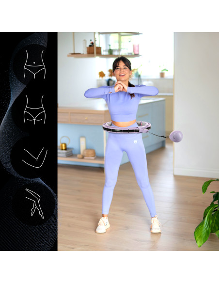HULA-HOOP-REIFEN VIOLET MIT MASSAGEPUNKTEN UND SCHWERKRAFTBALL + ZÄHLER HMS
