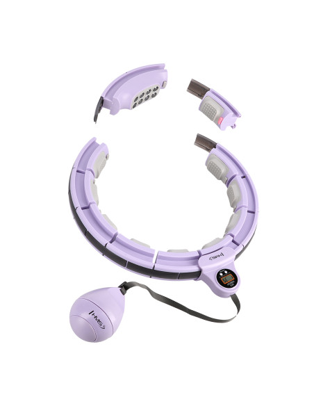 HULA-HOOP-REIFEN VIOLET MIT MASSAGEPUNKTEN UND SCHWERKRAFTBALL + ZÄHLER HMS