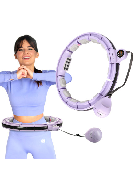 HULA-HOOP-REIFEN VIOLET MIT MASSAGEPUNKTEN UND SCHWERKRAFTBALL + ZÄHLER HMS