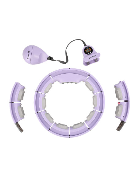 HULA-HOOP-REIFEN VIOLET MIT MASSAGEPUNKTEN UND SCHWERKRAFTBALL + ZÄHLER HMS