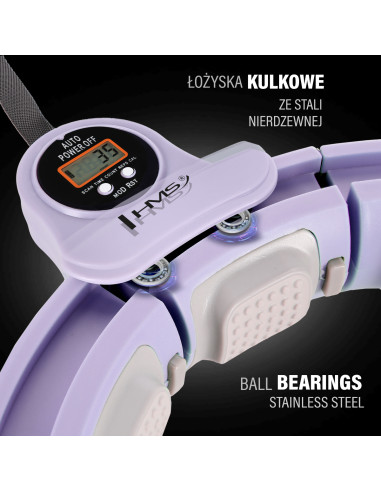 HULA-HOOP-REIFEN VIOLET MIT MASSAGEPUNKTEN UND SCHWERKRAFTBALL + ZÄHLER HMS
