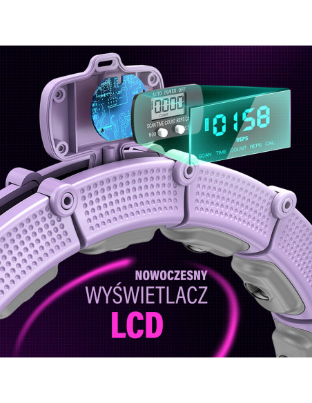 HULA-HOOP-REIFEN VIOLET MIT MAGNETEN UND SCHWERKRAFTBALL + ZÄHLER HMS