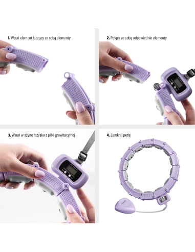 HULA-HOOP-REIFEN VIOLET MIT MAGNETEN UND SCHWERKRAFTBALL + ZÄHLER HMS