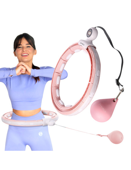 HULA-HOOP-REIFEN PINK MIT MAGNETEN UND SCHWERKRAFTBALL + ZÄHLER HMS