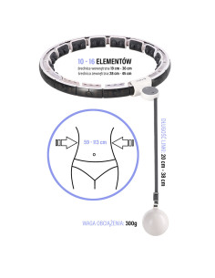 HULA-HOOP-REIFEN WHITE MIT MAGNETEN UND SCHWERKRAFTBALL + ZÄHLER HMS