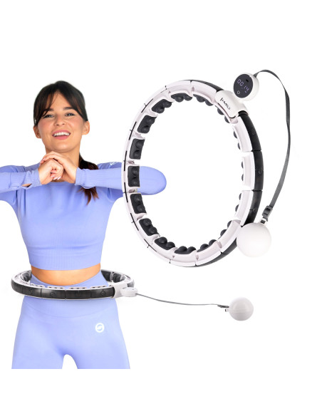 HULA-HOOP-REIFEN WHITE MIT MAGNETEN UND SCHWERKRAFTBALL + ZÄHLER HMS