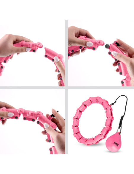HULA-HOOP-REIFEN PINK MIT MASSAGEPUNKTEN UND SCHWERKRAFTBALL ONE FITNESS