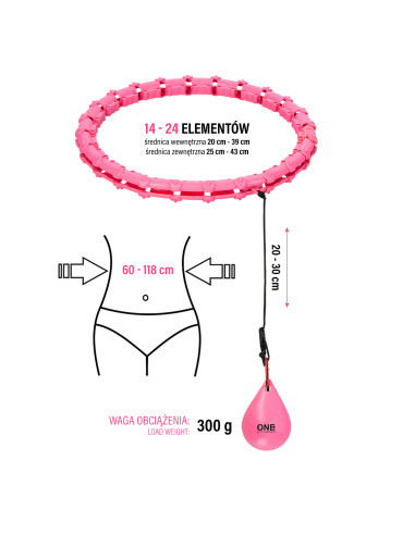 HULA-HOOP-REIFEN PINK MIT MASSAGEPUNKTEN UND SCHWERKRAFTBALL ONE FITNESS