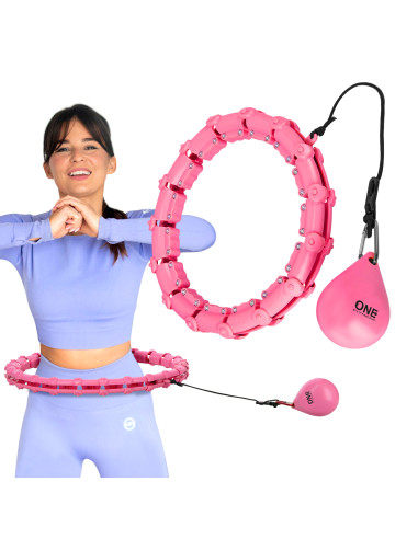 HULA-HOOP-REIFEN PINK MIT MASSAGEPUNKTEN UND SCHWERKRAFTBALL ONE FITNESS