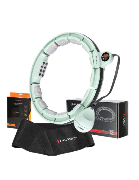 HHM13 HULA-HOOP-REIFEN GREEN MIT MAGNETEN UND ZÄHLER HMS + SLIMMING-GURT BR163 RED
