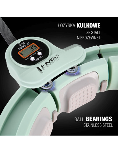 HHM13 HULA-HOOP-REIFEN GREEN MIT MAGNETEN UND ZÄHLER HMS + SLIMMING-GURT BR163 RED
