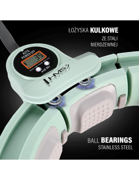 HHM13 HULA-HOOP-REIFEN GREEN MIT MAGNETEN UND ZÄHLER HMS + SLIMMING-GURT BR163 RED
