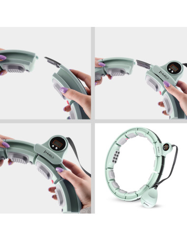 HHM13 HULA-HOOP-REIFEN GREEN MIT MAGNETEN UND ZÄHLER HMS + SLIMMING-GURT BR163 RED