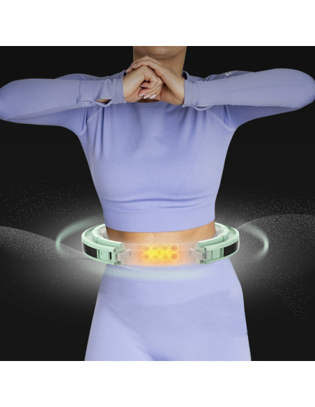 HHM13 HULA-HOOP-REIFEN GREEN MIT MAGNETEN UND ZÄHLER HMS + SLIMMING-GURT BR163 RED