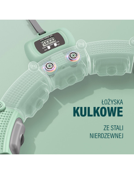HHM14 HULA-HOOP-REIFEN GREEN MIT MAGNETEN UND ZÄHLER HMS + SLIMMING-GURT BR163 BLACK