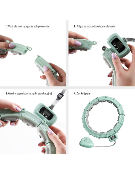 HHM14 HULA-HOOP-REIFEN GREEN MIT MAGNETEN UND ZÄHLER HMS + SLIMMING-GURT BR163 BLACK