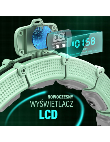 HHM14 HULA-HOOP-REIFEN GREEN MIT MAGNETEN UND ZÄHLER HMS + SLIMMING-GURT BR163 BLACK