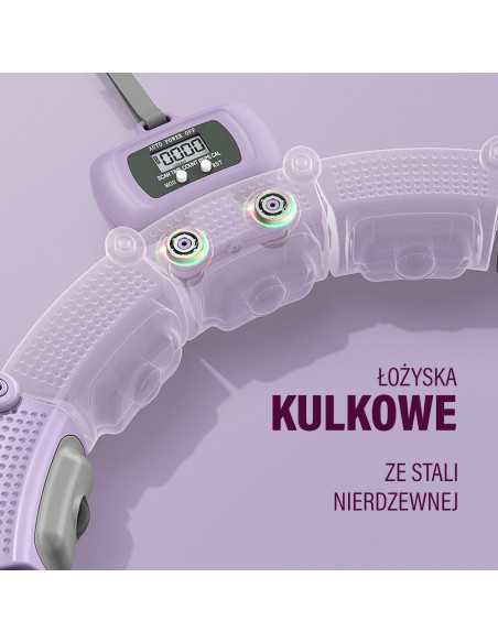 HHM14 HULA-HOOP-REIFEN VIOLET MIT MAGNETEN UND ZÄHLER HMS + SLIMMING-GURT BR163 BLACK