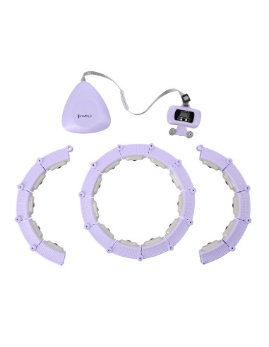 HHM14 HULA-HOOP-REIFEN VIOLET MIT MAGNETEN UND ZÄHLER HMS + SLIMMING-GURT BR163 BLACK