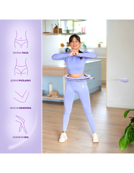 HHM14 HULA-HOOP-REIFEN VIOLET MIT MAGNETEN UND ZÄHLER HMS + SLIMMING-GURT BR163 BLACK
