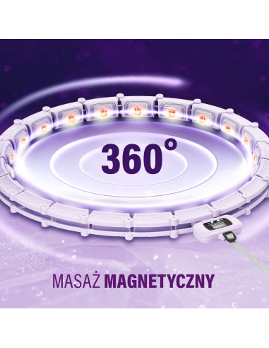 HHM14 HULA-HOOP-REIFEN VIOLET MIT MAGNETEN UND ZÄHLER HMS + SLIMMING-GURT BR163 BLACK