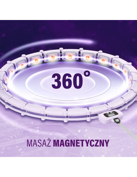 HHM14 HULA-HOOP-REIFEN VIOLET MIT MAGNETEN UND ZÄHLER HMS + SLIMMING-GURT BR163 BLACK