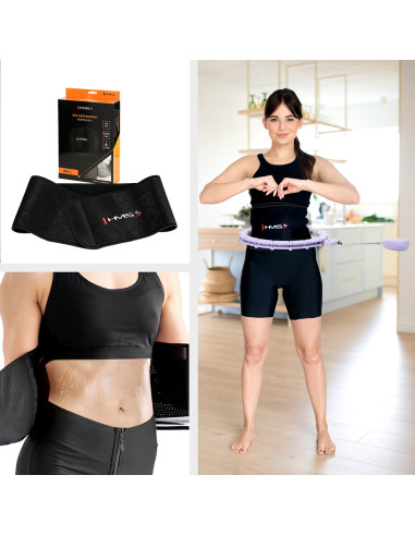 HHM14 HULA-HOOP-REIFEN VIOLET MIT MAGNETEN UND ZÄHLER HMS + SLIMMING-GURT BR163 BLACK