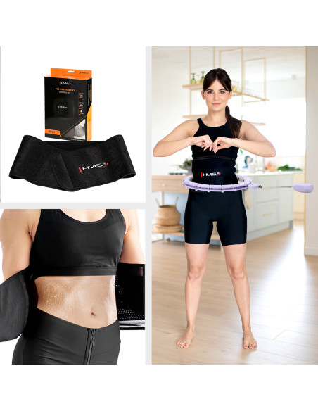 HHM14 HULA-HOOP-REIFEN VIOLET MIT MAGNETEN UND ZÄHLER HMS + SLIMMING-GURT BR163 BLACK