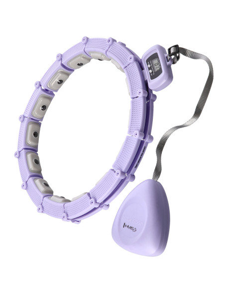 HHM14 HULA-HOOP-REIFEN VIOLET MIT MAGNETEN UND ZÄHLER HMS + SLIMMING-GURT BR163 BLACK